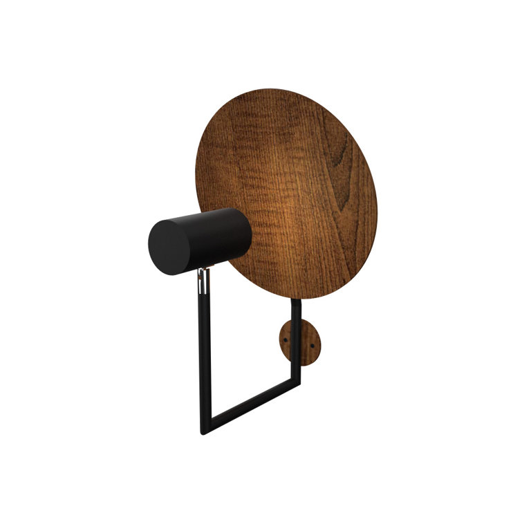 Imbuia Wood and Black Metal Contemporary Sconce