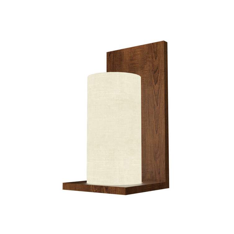 Imbuia Wood and Beige Veneer Wall Sconce