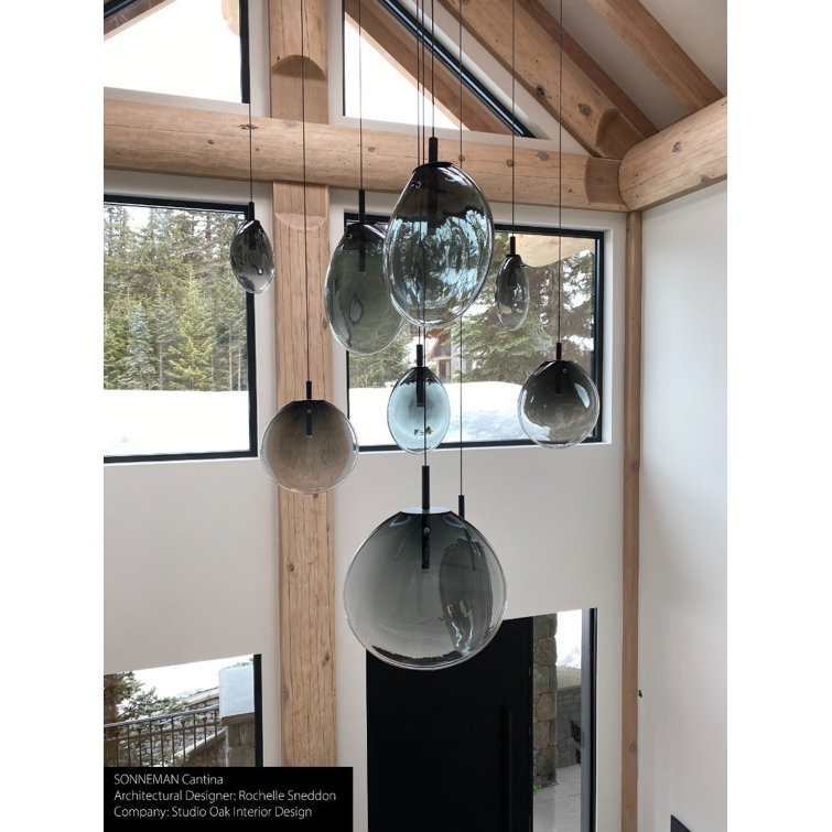 Cantina 9-Light Black and Clear Glass LED Pendant