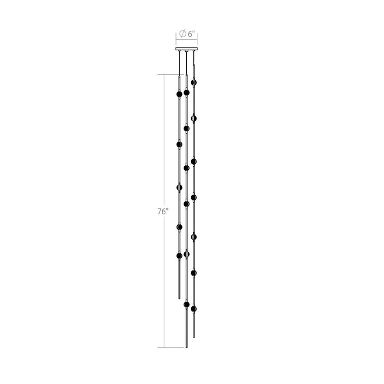 Andromeda Satin Nickel & Crystal LED Tall Pendant Light