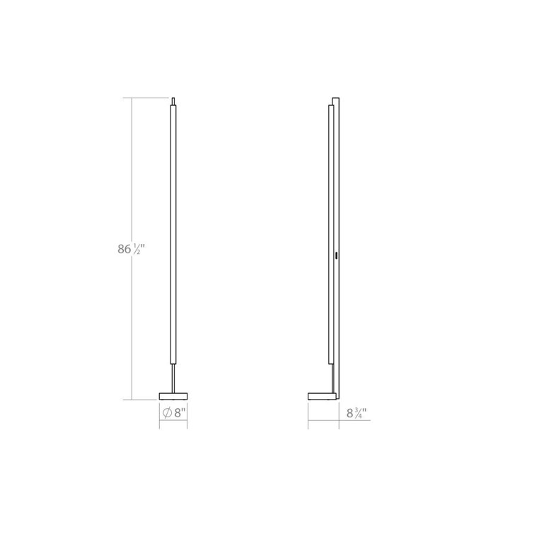 Keel Bright Satin Aluminum 86.5'' LED Column Floor Lamp