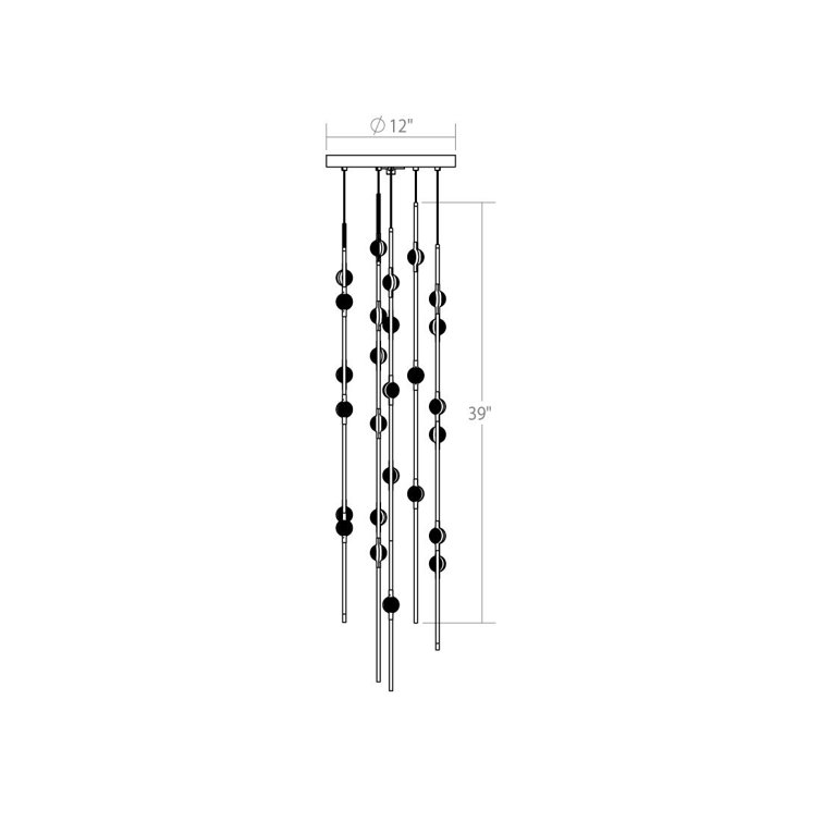 Constellation Andromeda Satin Nickel 40" LED Pendant with Crystal Lens