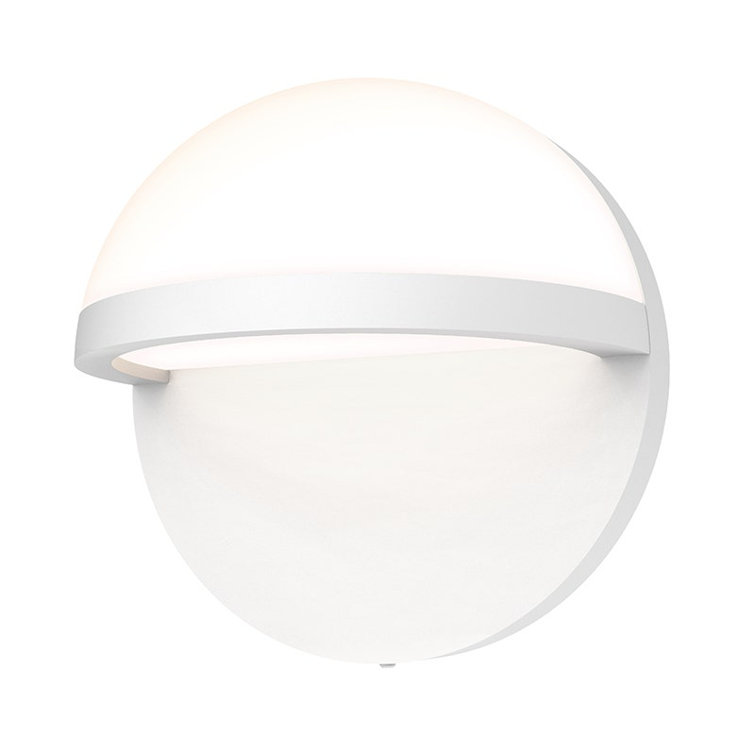Circular Textured Gray LED Dimmable Sconce with White Glass