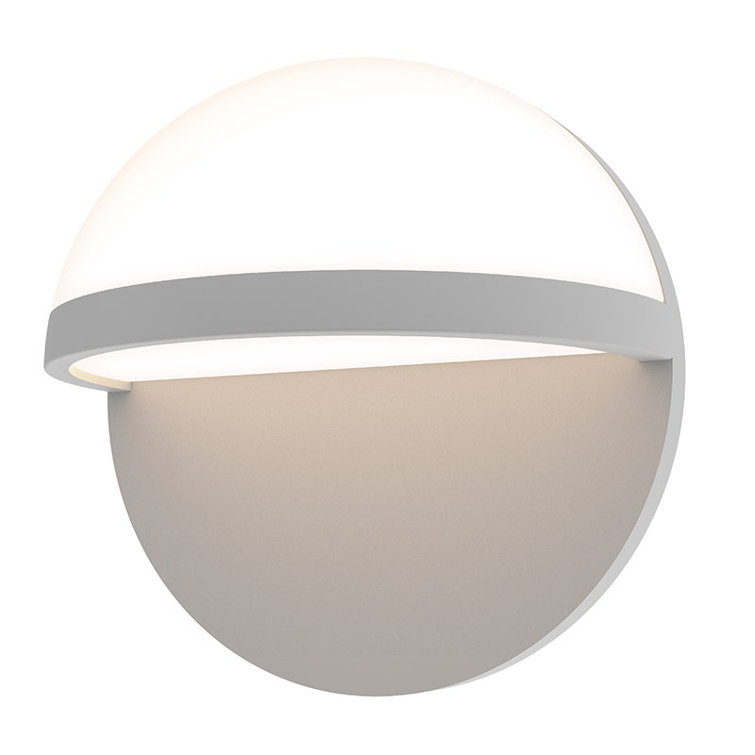 Circular Textured Gray LED Dimmable Sconce with White Glass