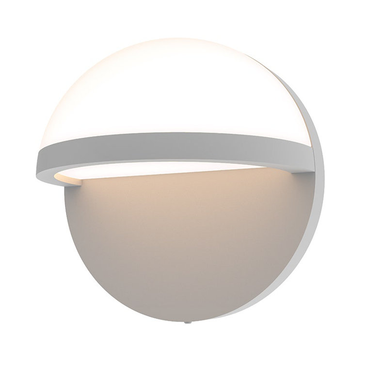 Circular Textured Gray LED Dimmable Sconce with White Glass