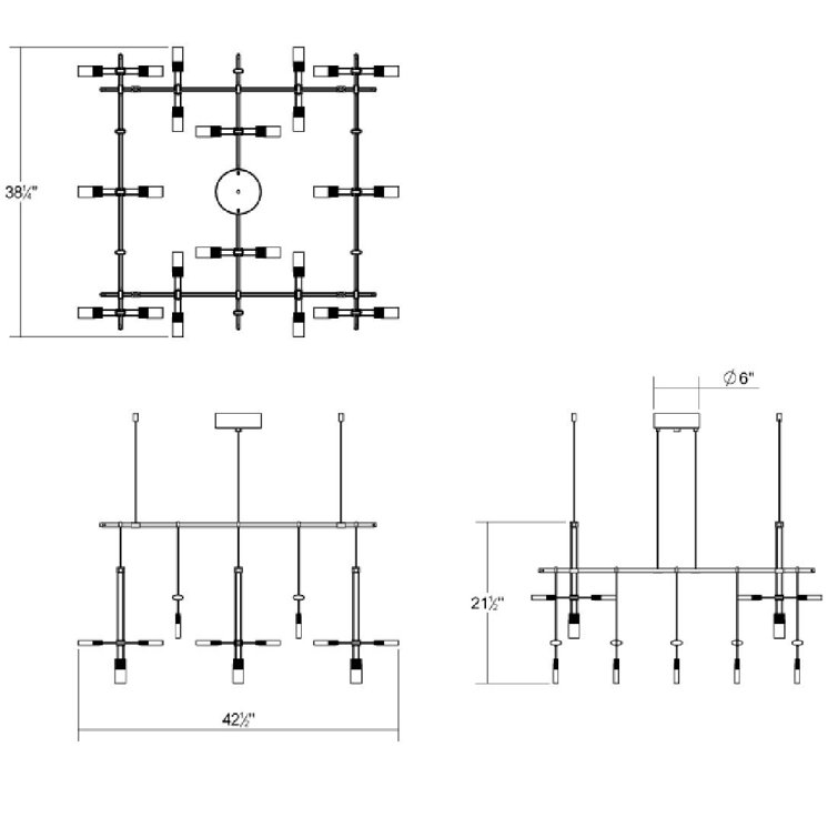 Black Glass 21" x 46" LED Indoor/Outdoor Chandelier