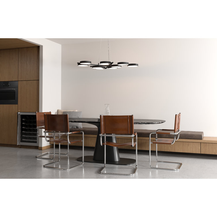 Satin Black Aluminum LED Sputnik Geometric Chandelier