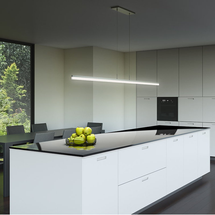 Stiletto Bright Satin Aluminum LED Kitchen Island Pendant