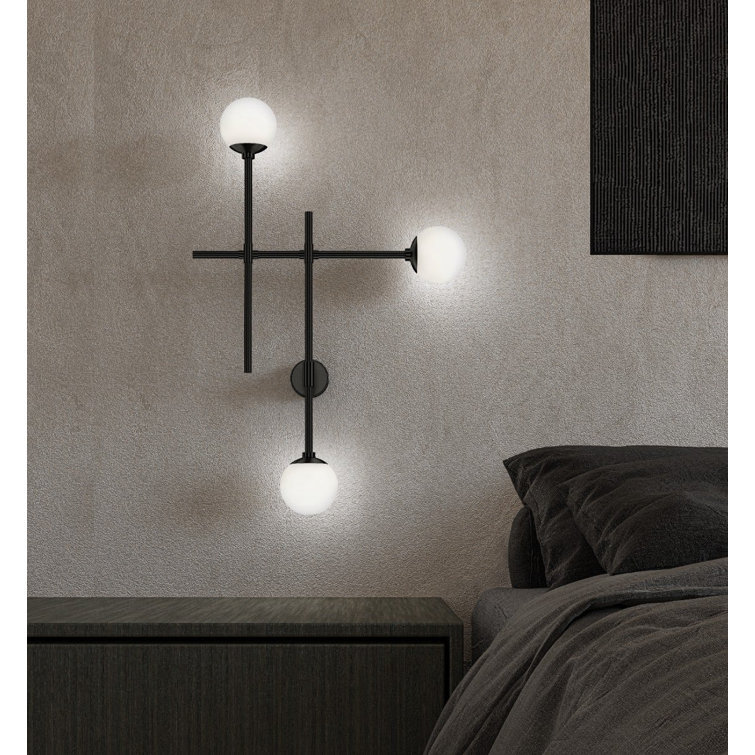 Satin Black Dimmable LED Wall Sconce with Etched Globe