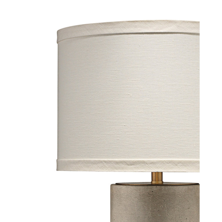 Grey Cement and Antique Brass Table Lamp with Linen Shade