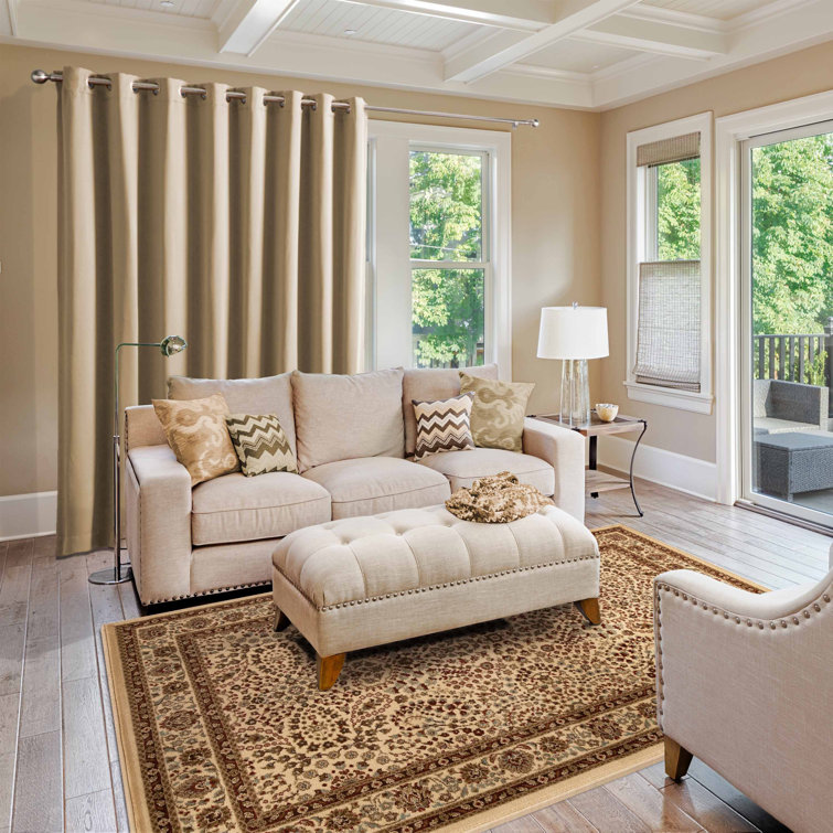 Taupe Synthetic Oriental Floral 5' x 8' Area Rug