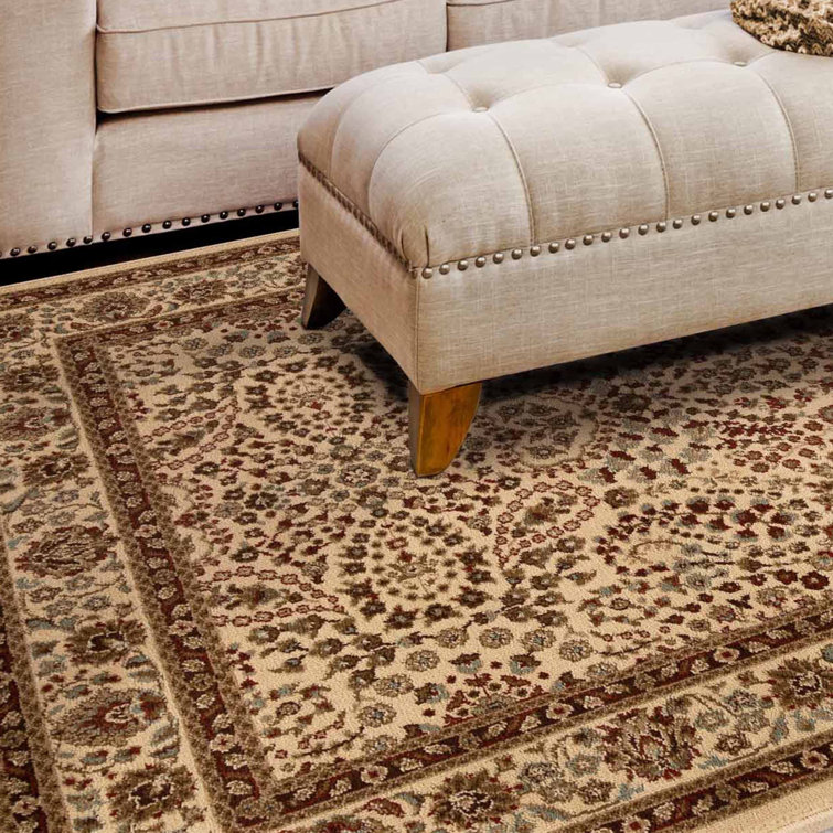 Taupe Synthetic Oriental Floral 5' x 8' Area Rug