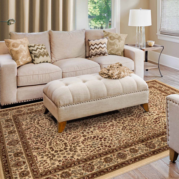 Taupe Synthetic Oriental Floral 5' x 8' Area Rug