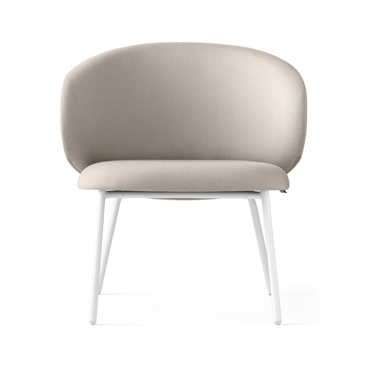 Optic White Metal Frame Outdoor Lounge Chair with Sand Cushions
