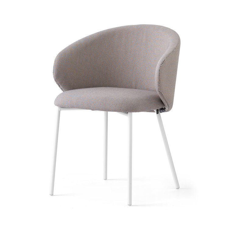 Tuka White Metal Frame Dining Chair with Sand Cushions