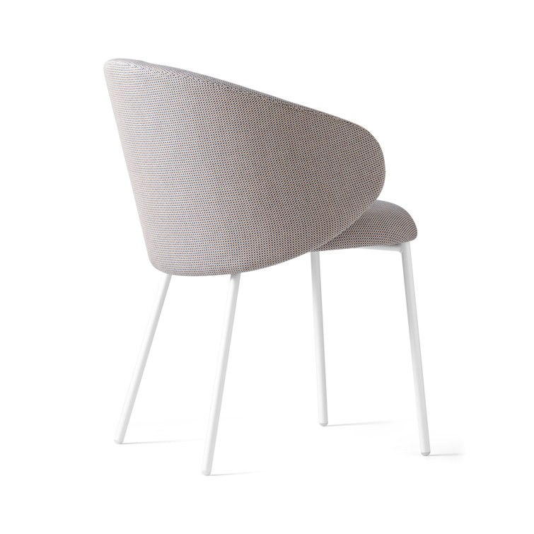 Tuka White Metal Frame Dining Chair with Sand Cushions