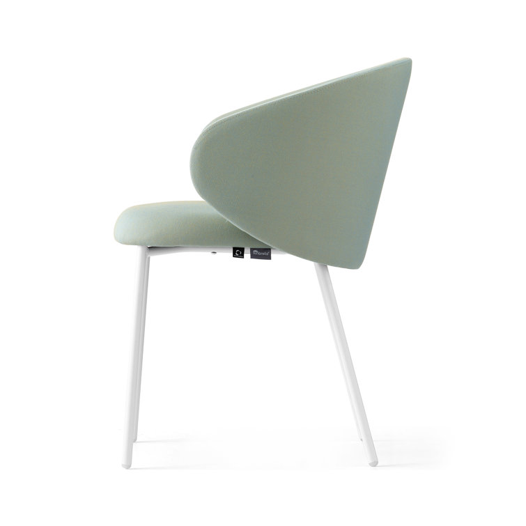 Optic White & Thyme Green Metal Frame Outdoor Dining Chair with Cushions