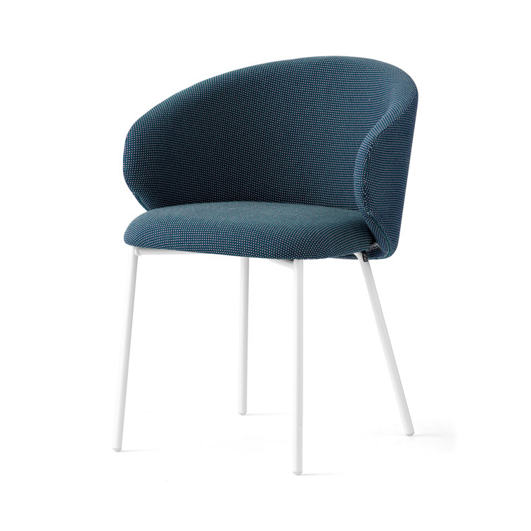 Optic White and Thyme Green Metal Dining Chair with Cushions