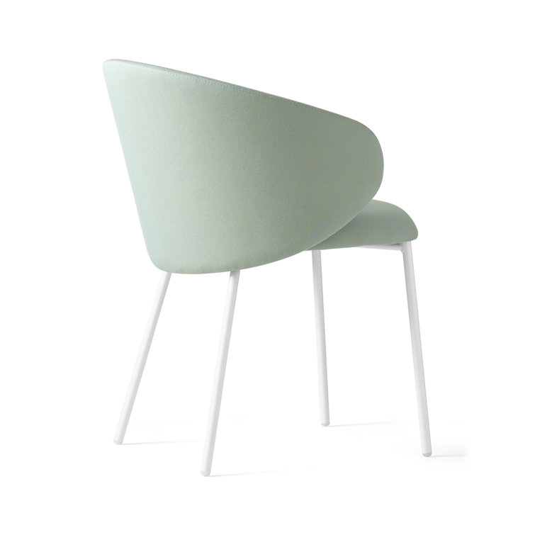 Optic White & Thyme Green Metal Frame Outdoor Dining Chair with Cushions