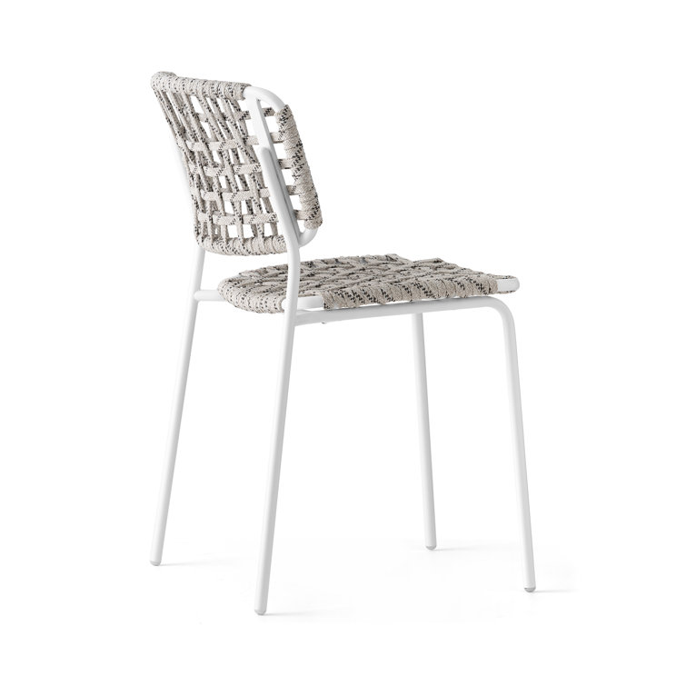 Matt Optic White Sand Woven Rope Outdoor Chair