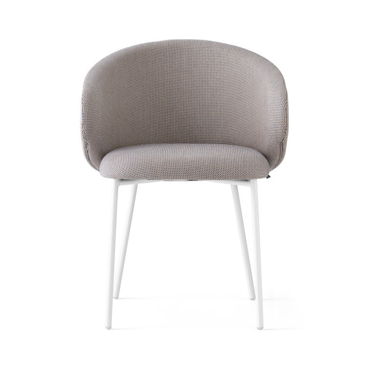 Tuka White Metal Frame Dining Chair with Sand Cushions