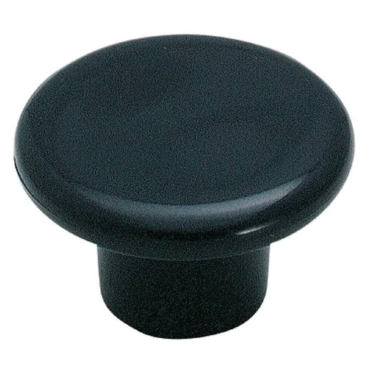 Allison Black Round Plastic Furniture Knob with Mounting Hardware