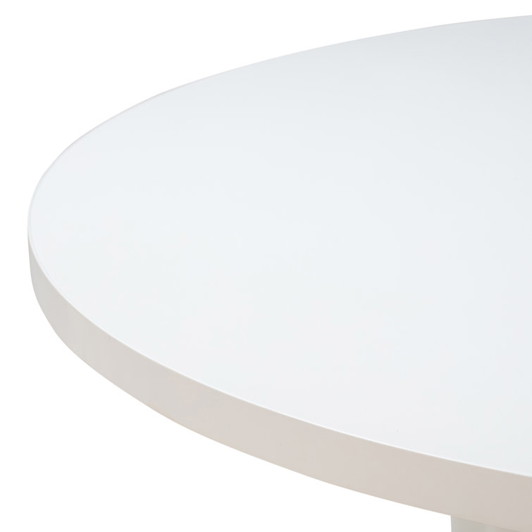 55" White Round Wood Dining Table with Pedestal Base