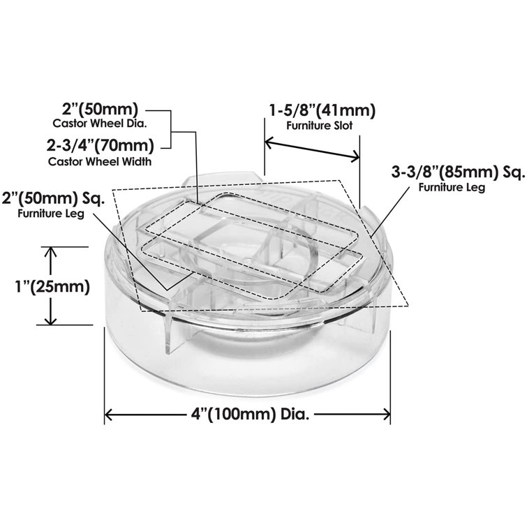 Clear Stackable 1" Furniture Risers with Non-Slip Grippers