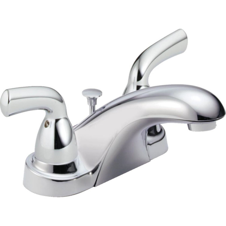 Chrome 4-Inch Centerset 2-Handle Bathroom Faucet with Metal Drain Assembly
