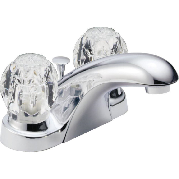 Chrome Centerset Bathroom Faucet with Acrylic Knob Handles