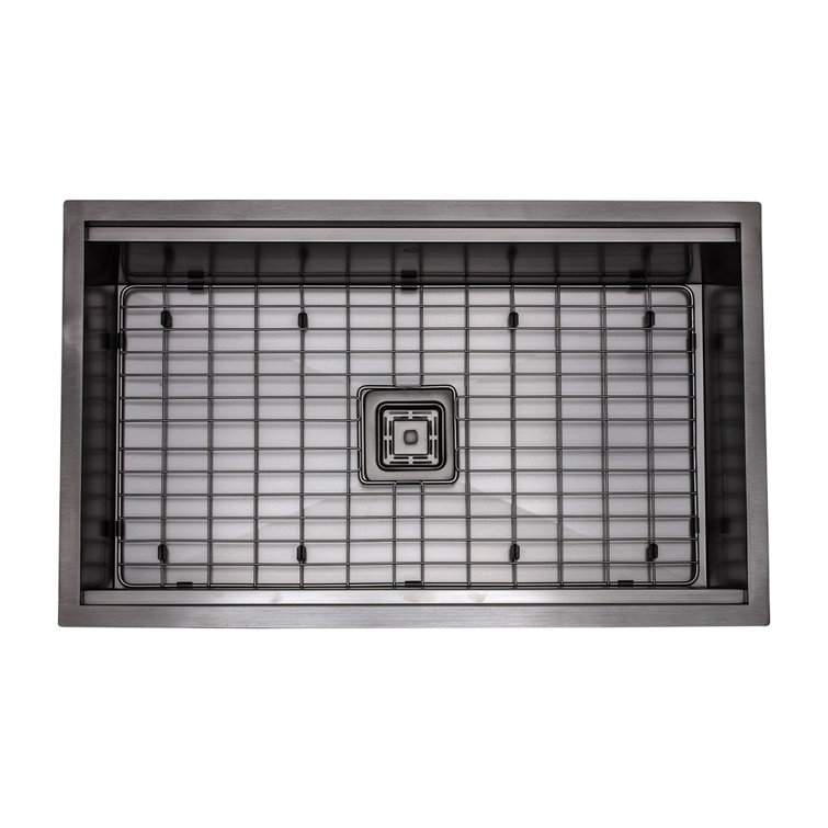 32'' Gun Metal Black Stainless Steel Undermount Single Bowl Kitchen Sink