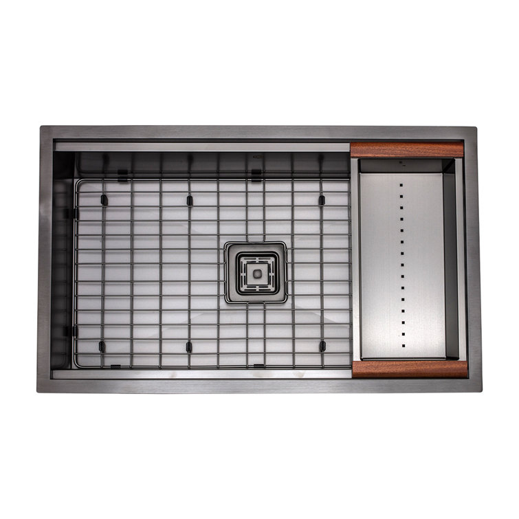 32'' Gun Metal Black Stainless Steel Undermount Single Bowl Kitchen Sink
