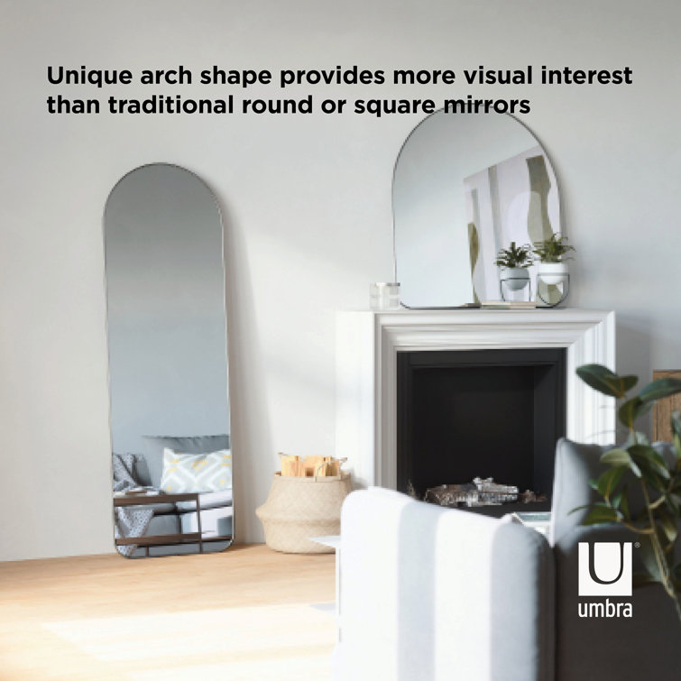 Black Arch Full-Length Leaning Mirror with Metallic Frame