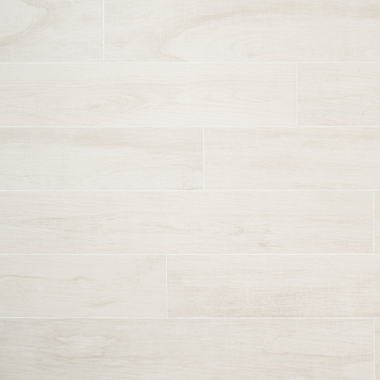 Montgomery White 8" x 48" Matte Porcelain Wood Look Tile