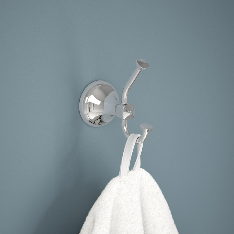 Polished Chrome Double Towel Hook with Adjustable Design
