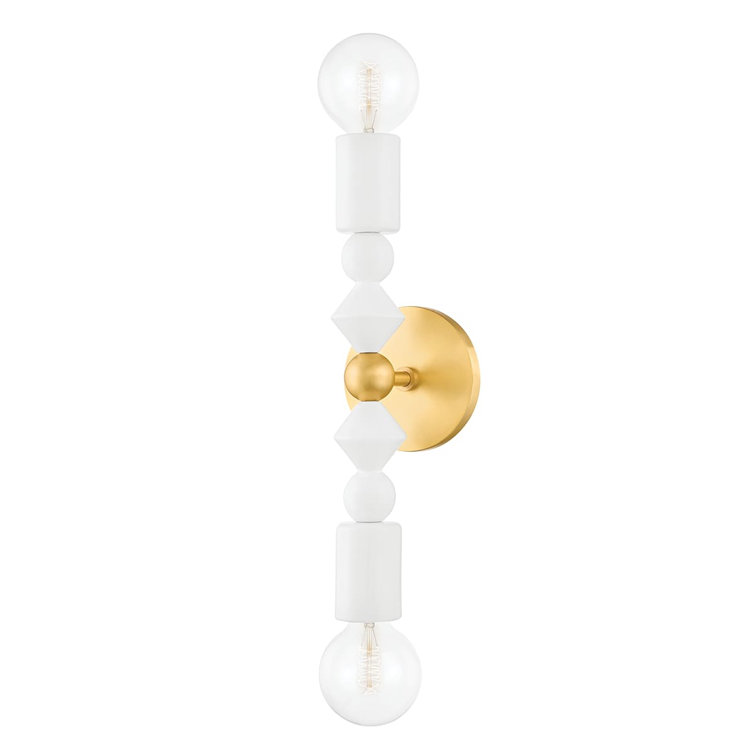 Flora Aged Brass 2-Light Wall Sconce with Ceramic Baubles