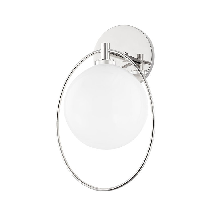Eloise Aged Brass Dimmable Glass Sconce with Opal Shade