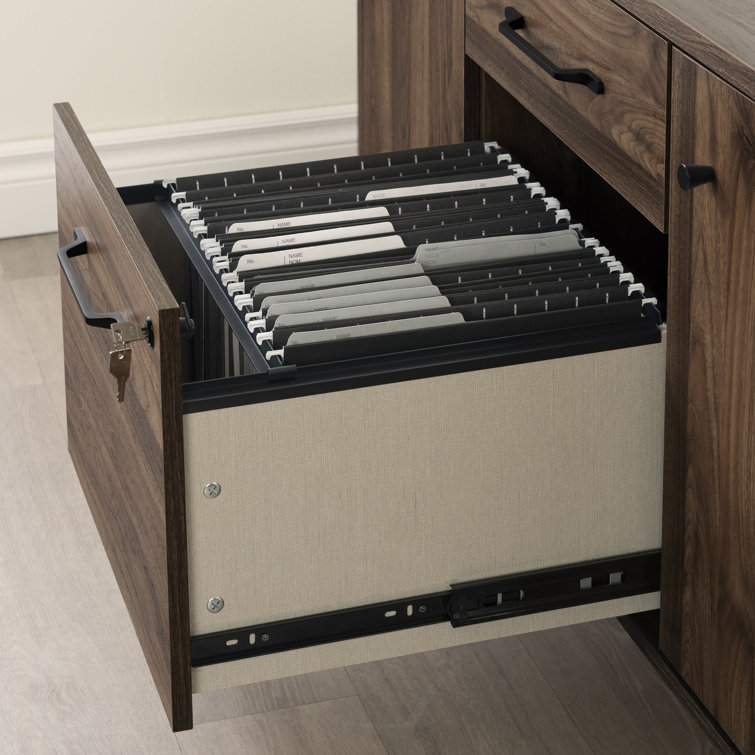Natural Walnut 47.75'' Wide Filing Credenza with Locking Drawer