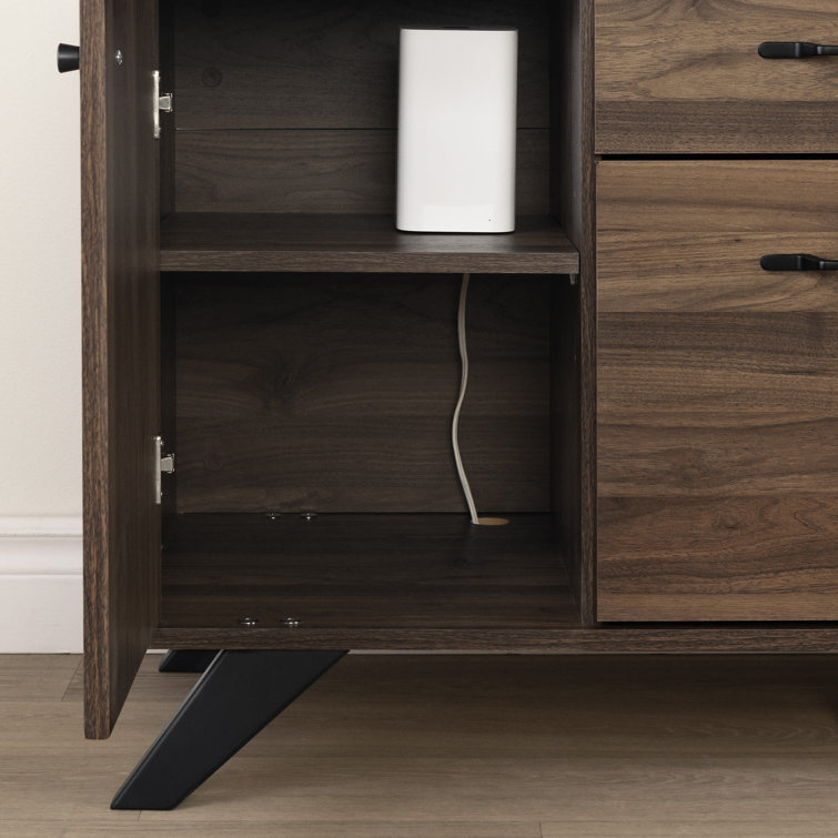 Natural Walnut 47.75'' Wide Filing Credenza with Locking Drawer