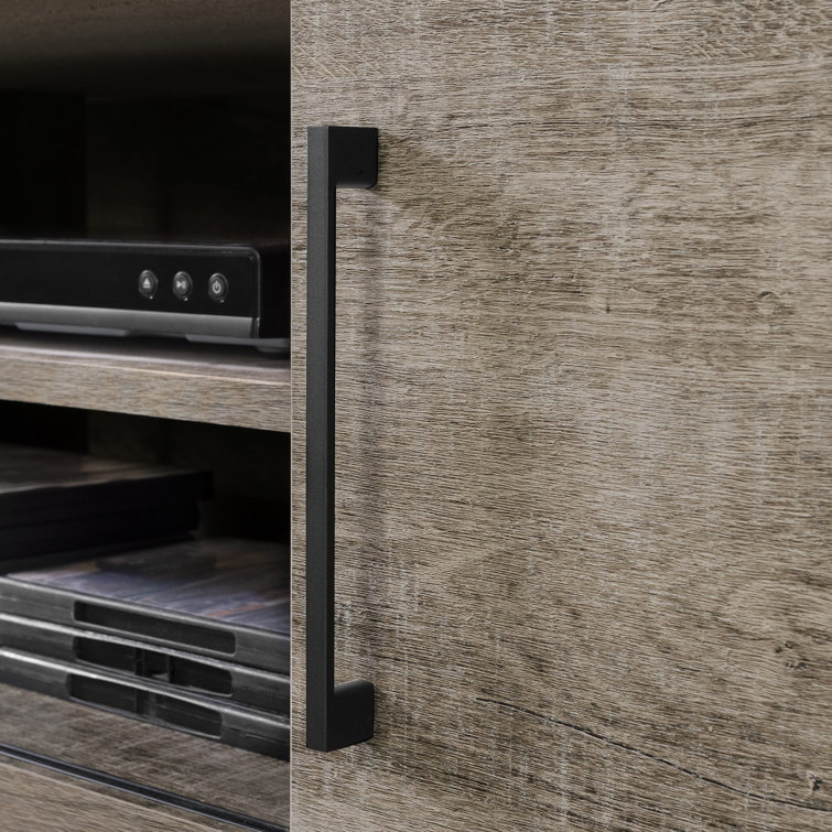 Weathered Oak Wall Mounted TV Stand with Cabinet
