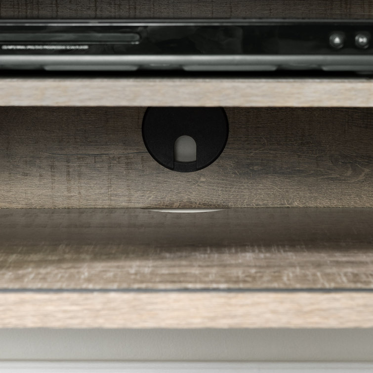 Weathered Oak Wall Mounted TV Stand with Cabinet