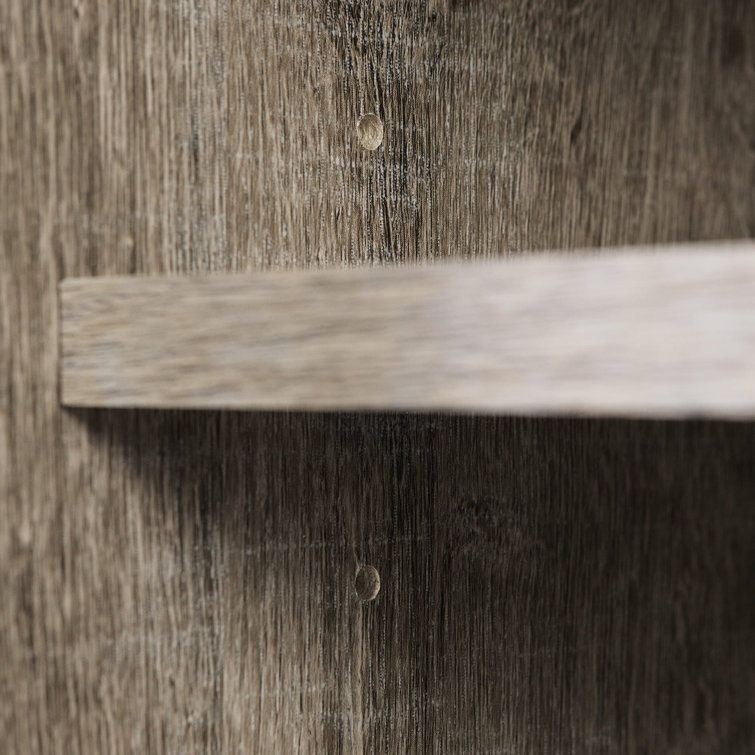 Weathered Oak Wall Mounted TV Stand with Cabinet