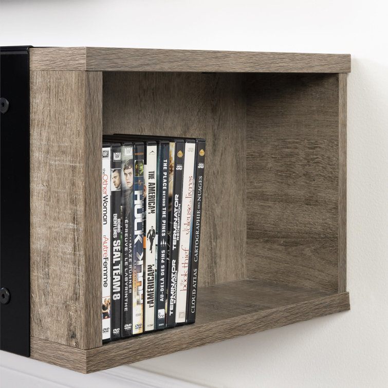Weathered Oak Wall Mounted TV Stand with Cabinet