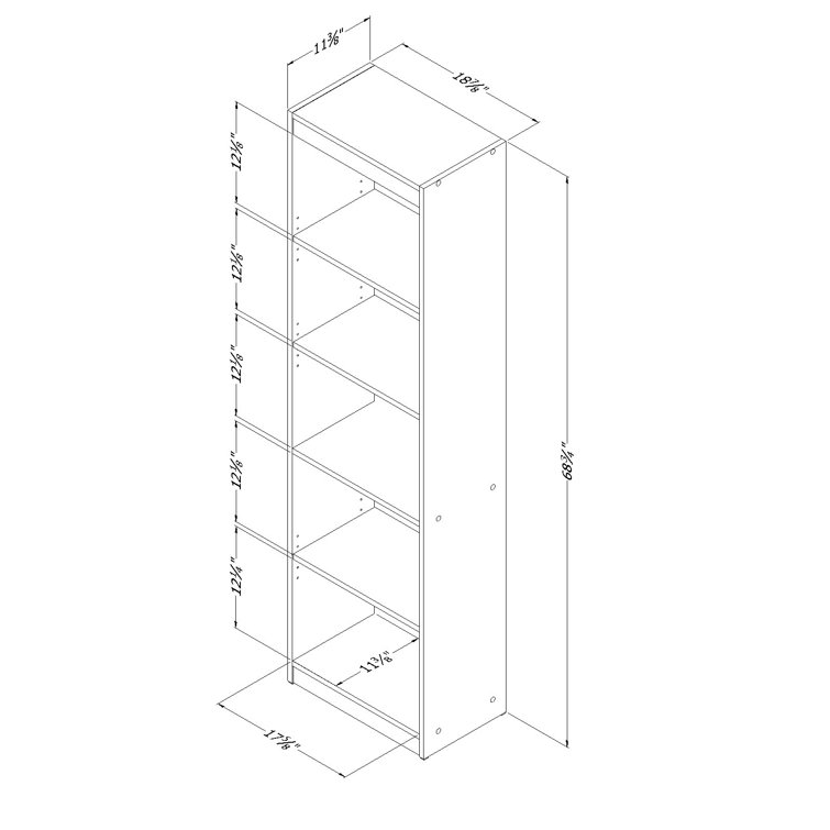 Pure White Adjustable 5-Shelf Kids' Bookcase