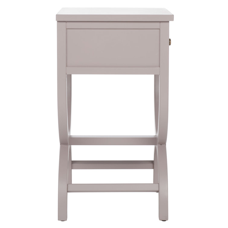 Dalat Vintage White Poplar Wood Night Table with Zinc Knob