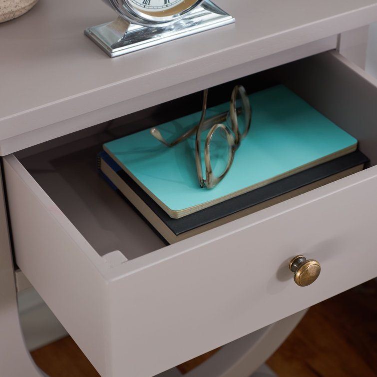 Dalat Vintage White Poplar Wood Night Table with Zinc Knob