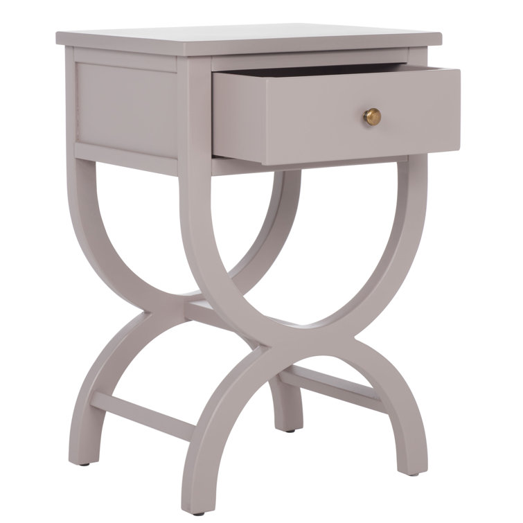 Dalat Vintage White Poplar Wood Night Table with Zinc Knob