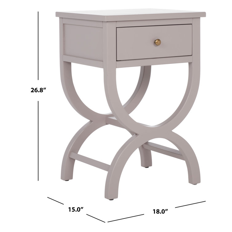 Dalat Vintage White Poplar Wood Night Table with Zinc Knob