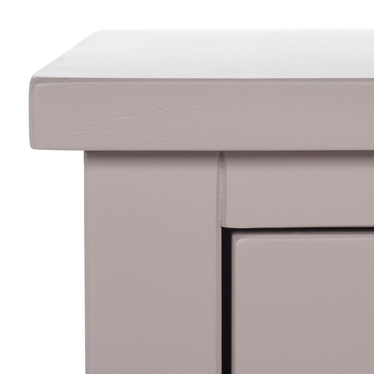 Dalat Vintage White Poplar Wood Night Table with Zinc Knob