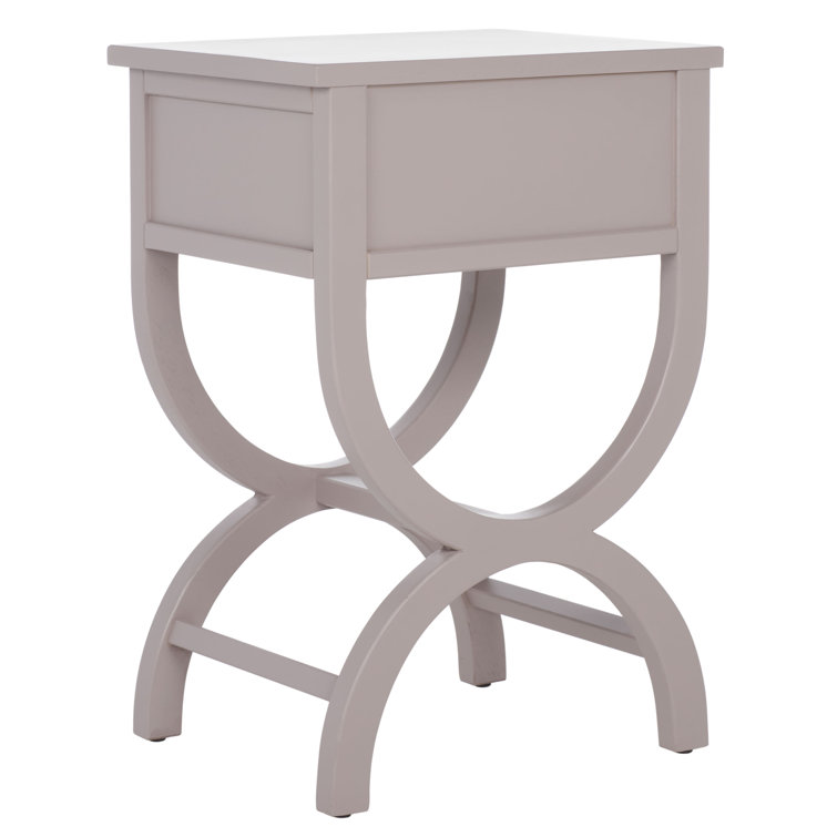 Dalat Vintage White Poplar Wood Night Table with Zinc Knob